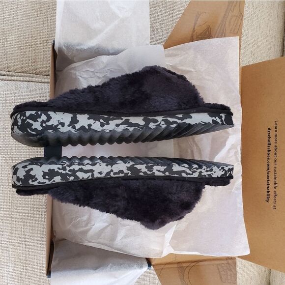 Dr. Scholl's Staycay OG Faux Fur Slide Slipper size 7 in Black- NEW - Picture 10 of 13